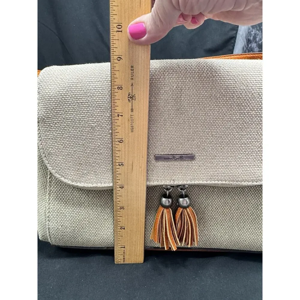 Simply Noelle Crossbody Hand Bag Purse Tan Zipper Front Pocket Old Money Preppy - Picture 14 of 14